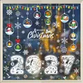 2027 Christmas window stickers with Santa Claus and snowflakes for festive decoration - [Set of 2] BQ142+170