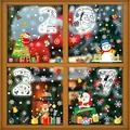 Christmas window decals set with Santa, reindeer and snowflakes on glass pane - [Set of 5] BQ142+(255-257)+260