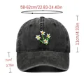 Geborduurde bloemen honkbalpet in donkergrijs denim met gedetailleerde maatinformatie - Eén maat / Regular Fit / Zwart