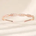 Cerchietto elegante in oro rosa con strass e motivo a foglie per matrimoni - Oro rosa