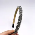 Handmade dark grey double-row crystal headband with sparkling beads and non-slip lining - Light Gray