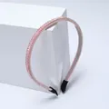 Double-row pink crystal rhinestone headband with protective black ear tips for comfort - Rhinestone Crystal Pink