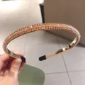 Champagne gold double-row crystal headband featuring hand-beaded sparkling rhinestones - Rhinestone Crystal Champagne