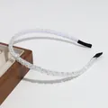 Elegant white beaded double-row headband with clear crystal rhinestones - Small White