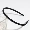 Elegant black faceted crystal double-row headband with a high-shine beaded finish - Small Black