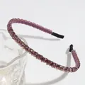Elegant purple crystal beaded headband with double row sparkling rhinestones - Small Purplish Red