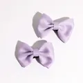 Paire de barrettes à nœuds en ruban gros-grain violet clair pour filles style doux - Nœud pour cheveux / Mauve Clair