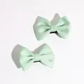 Paire de jolies barrettes nœuds vert menthe en ruban gros-grain pour petites filles - Nœud pour cheveux / Vert menthe