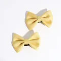 Paire de barrettes à nœuds jaune vif pour filles au fini satiné et couleur bonbon - Nœud pour cheveux / Jaune Vif