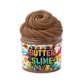 Brown chocolate butter slime in a transparent jar with colorful nororo label design - Coffee