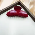 Glossy burgundy large semi-circular hair claw clip for women elegant French style - Red
