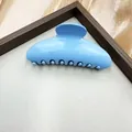 Large sky blue French minimalist half-round plastic hair claw clip for women thick hair styling - Blue