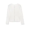 Cardigan blanc ajusté en maille côtelée avec boutons colorés et bords ondulés - S / Blanc