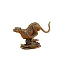 Scultura vintage in bronzo di un leopardo che corre con dettagli muscolari - Leopardo in corsa