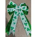 Nœud décoratif vert et blanc pour la Saint-Patrick avec motifs de trèfles - Base Blanche Trèfle Vert Bordure Verte Style (A)