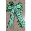 Nœud de la Saint-Patrick fait main avec motifs trèfles et couches de paillettes - Style Trèfle Patchwork Aspect Lin (B)