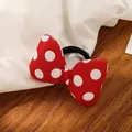 Süße rote Haarspange mit weißen Punkten und Schleife im niedlichen Cartoon-Stil - Rotes Polka-Dot-Haargummi