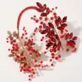 Diadema barroca artesanal con cristales rojos y diseño de ramas doradas - Rojo