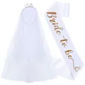 Set addio al nubilato con velo bianco da sposa e fascia con stampa dorata - Fascia Argento E Fascia Bianca E Oro Rosa