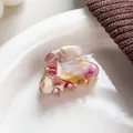 Small marble pattern acetate hair claw clip with pink and yellow resin tones - Rainbow (3cm)