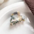 Small acetate hair claw clip with elegant grey and beige marble texture for women - Cyan Gold (3cm)