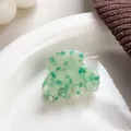 Mini mint green acetate hair claw with floral texture and elegant polished finish - Teal Dotted (3cm)