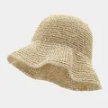 Light beige hand-woven crochet straw hat with breathable hollow-out design for women - M / Dense Weave Beige (Model I BC)
