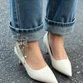 Silver star and pearl tassel safety pin charm for DIY pants decoration - Heart Star Pearl Multi-layer Tassel Style (0374)
