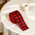Christmas 5cm red and black buffalo plaid ribbon roll with wire edge for tree decor - Red And Black Plaid Style (R-C16)