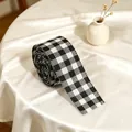 Roll of classic black and white gingham check ribbon for gift wrapping and DIY crafts - Black And White Plaid Style (R-C17)