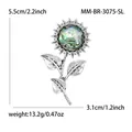 Spilla a girasole in lega di moda con intarsio in conchiglia di abalone e stile vintage - Argento (MM-BR-3075-SL)