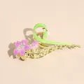 Elegante molletta per capelli mughetto con fiori in smalto rosa e perle in finitura oro - Fiore di Perla Viola