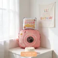 Pink camera balloon and Happy Birthday square foil balloon for party decor - Matte Birthday Camera