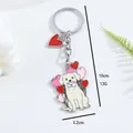 Cartoon Labrador Metall Schlüsselanhänger mit Herzballons und Umschlag in Weiß - Golden Retriever mit Umschlag und Herz