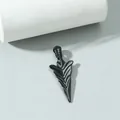 Men's matte black alloy arrowhead pendant with industrial 3D layered v-shape design - Black Color Pendant Only (Without Chain)