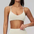 Completo reggiseno sportivo e leggings bianco crema in tessuto traspirante per yoga - Taglia S / Top / Beige