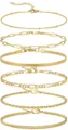 Set of 6 gold plated stainless steel bracelets including paperclip and Cuban links - Gold Bead Paperclip Snake 6-Piece Set