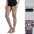 Collants léopard grande taille taille haute en motif numérique violet peau - Grande Taille (40-150kg) / Léopard Nude Et Violet