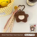 Llavero de osito de peluche marrón con gancho de corazón y detalles de encaje, 8,7x7cm - 2# Gancho de Corazón de Oso de Peluche Marrón