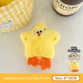 Cute yellow star plush keychain with sweating expression and orange webbed feet - 3# Sweating Star Yellow Chicken Pendant
