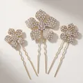 Lot de 3 épingles à cheveux fleurs dorées avec cristaux étincelants et design en forme de U - Fleur Dorée