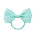Handmade mint green grosgrain ribbon bow hair tie with elastic rubber band for kids - Mint Green (314)