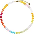 Bohemian style colorful natural stone beaded necklace with a golden lobster clasp - Style 84 (6mm)