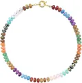 Colorful natural stone beaded necklace with vibrant dopamine colors and gold clasp - Style 89 (6mm)