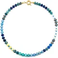 Bohemian multicolored faceted natural stone beaded necklace with golden clasp - Style 85 (6mm)