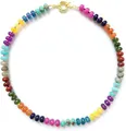 Colorful bohemian natural stone beaded necklace with vibrant dopamine style palette - Style 90 (6mm)