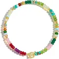 Bohemian colorful natural stone beaded necklace with golden OT toggle clasp - Style 91 (6mm)