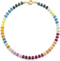 Bohemian rainbow necklace with faceted natural stones and gold spring clasp - Style 87 (Faceted Style) / 6mm