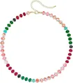 Bohemian dopamine-style necklace featuring colorful natural stone beads with gold clasp - Style 94 (6mm)