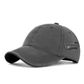 Vintage washed charcoal cotton baseball cap with embroidered side letters and curved brim - Adjustable / Gray